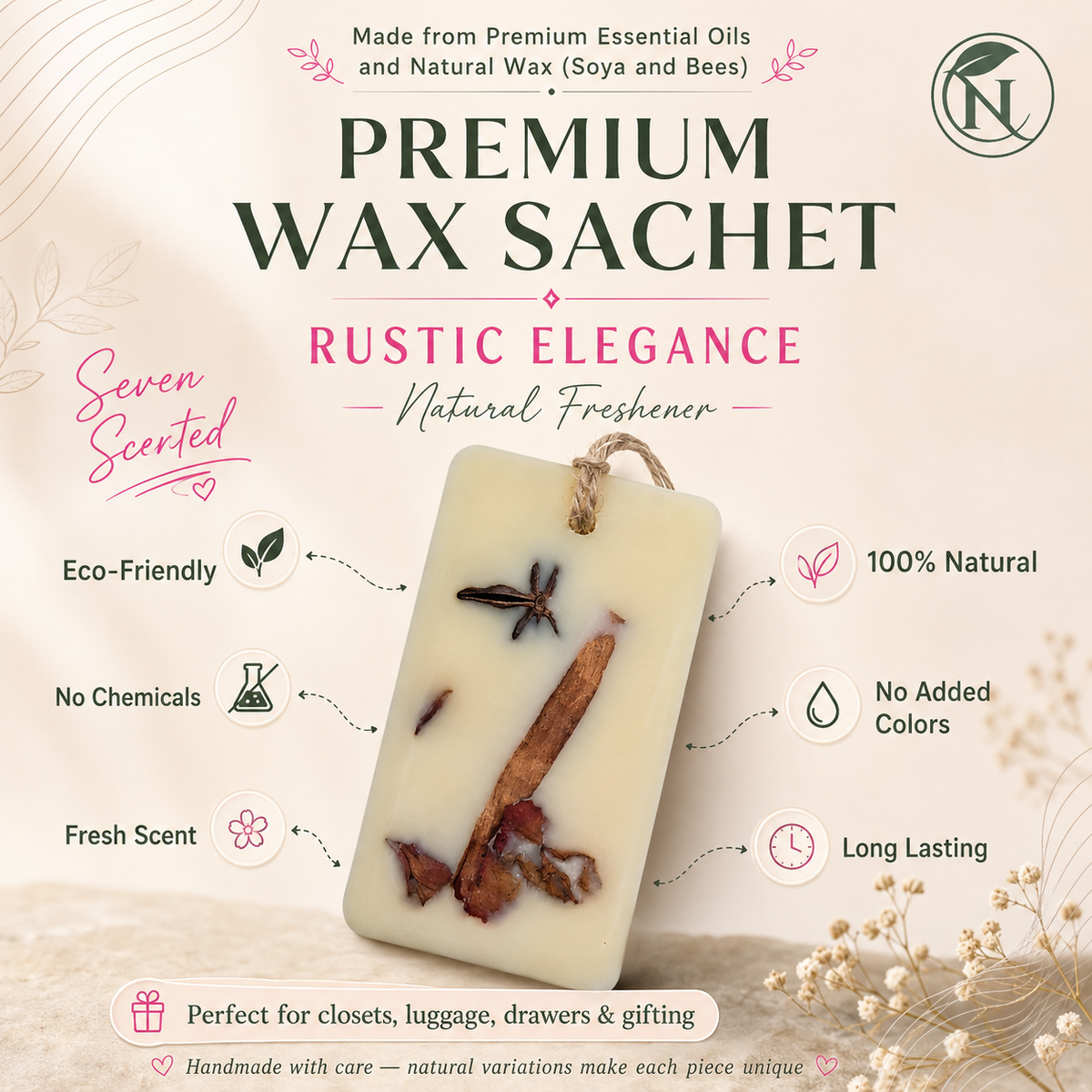 Naturalief Wax Sachet – Seven Scented Botanical Blend | Assorted