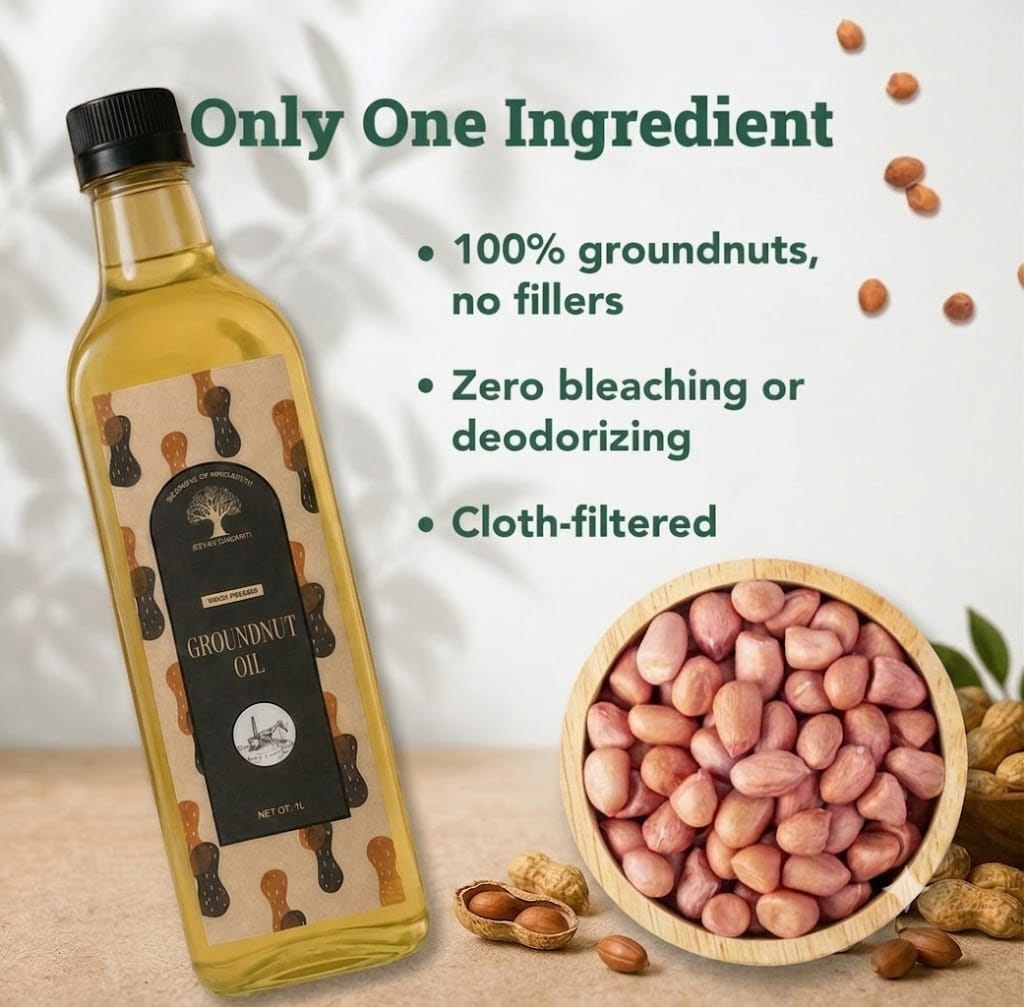 woodpressed groundnut (peanut) oil