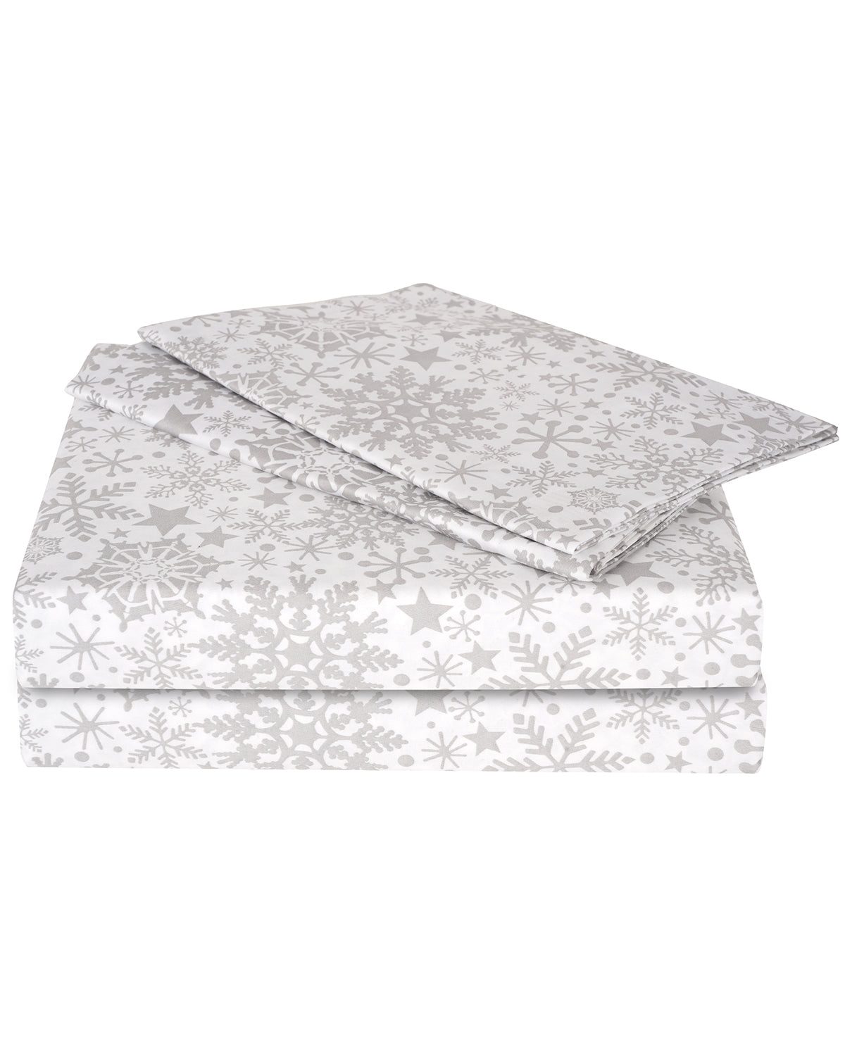 Swaas 100% Pure Cotton Snow Flake White/Grey Bedsheet Set - hfnl!fe