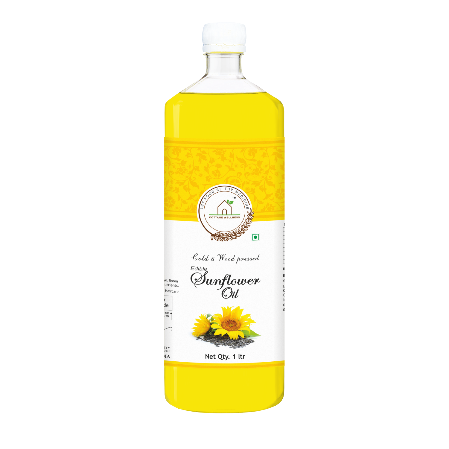 Cottage Wellness Sunflower Oil Cold and Wood Pressed Edible 1Litre - hfnl!fe