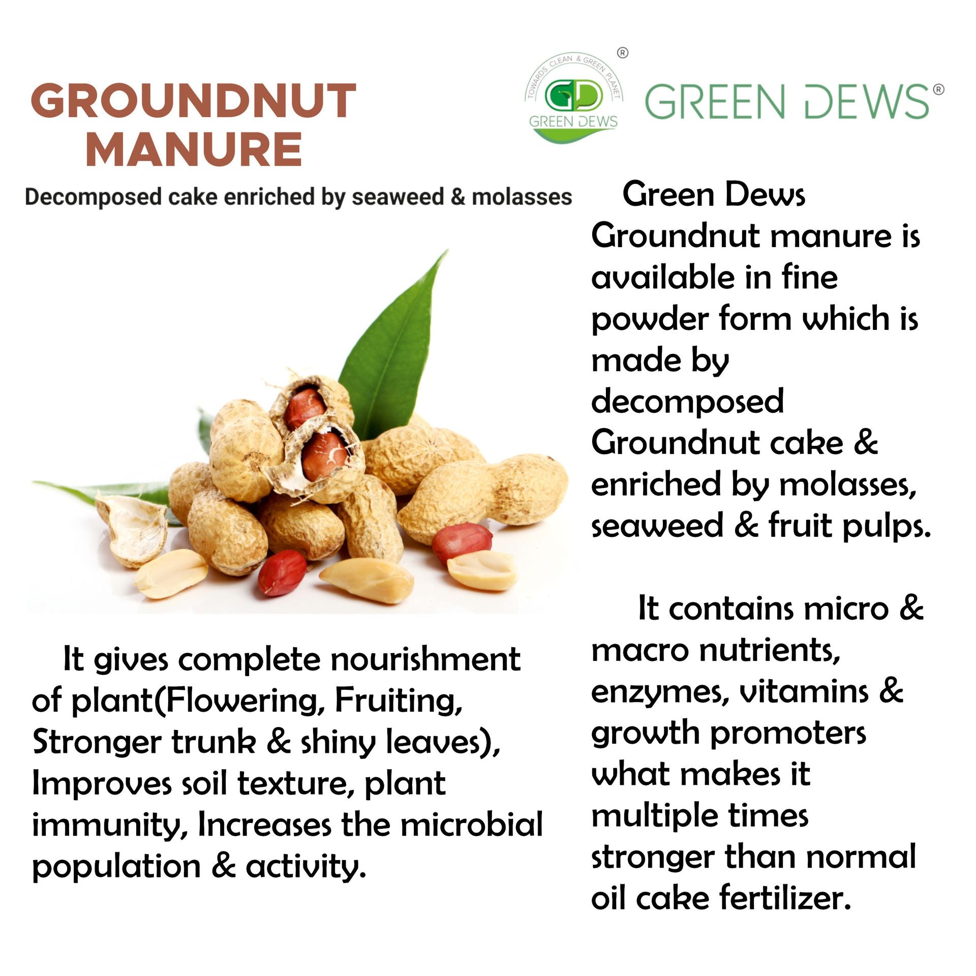 Green Dews Groundnut Oil Cake Powder Fertilizer For Plants Decomposed Ground Nut Manure Enriched By Seaweed Molasses - hfnl!fe
