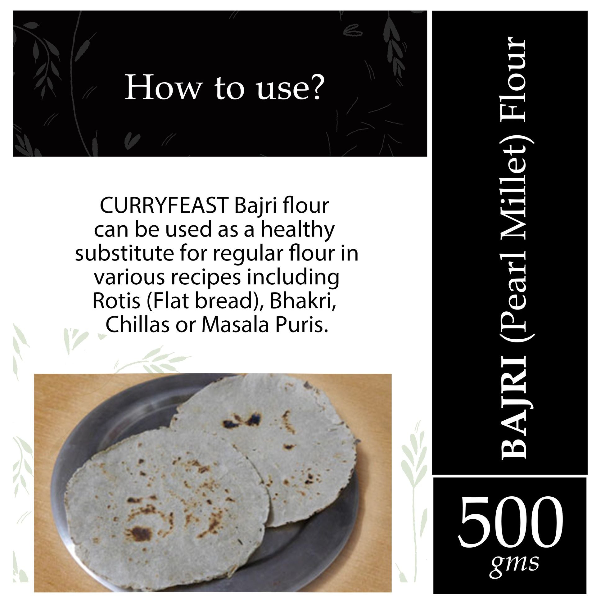 CURRYFEAST Bajri (Pearl Millet) Flour / 2 Packs of 500g - hfnl!fe
