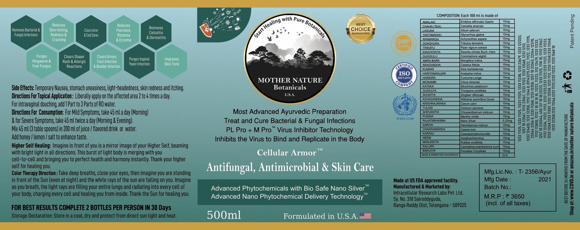 Mother Nature Botanicals Antifungal, Antibacterial & Skin Care - hfnl!fe