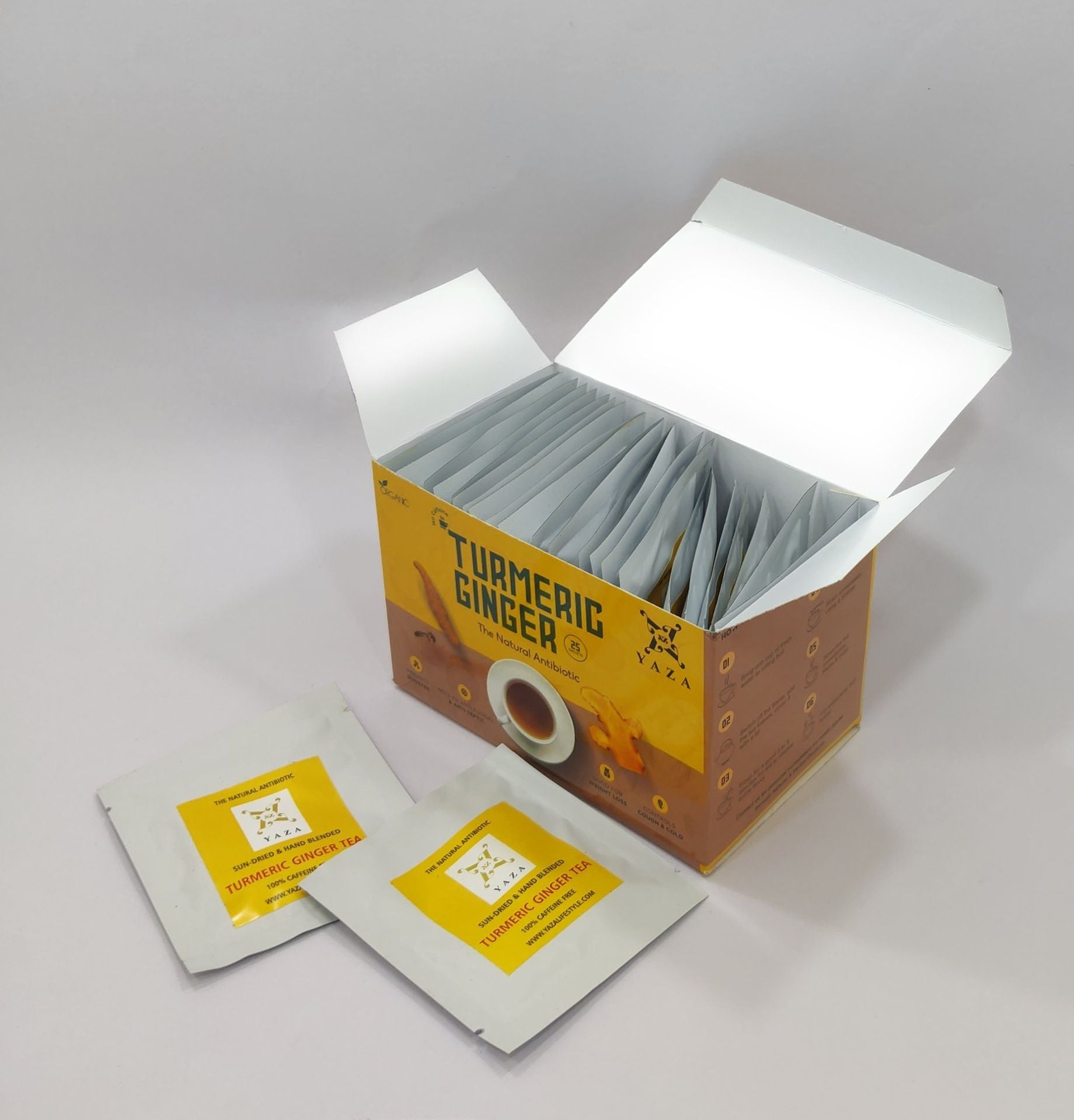 Yaza Turmeric Ginger Tea - The Natural Antibiotic - loose tea sachets (100grams) - hfnl!fe