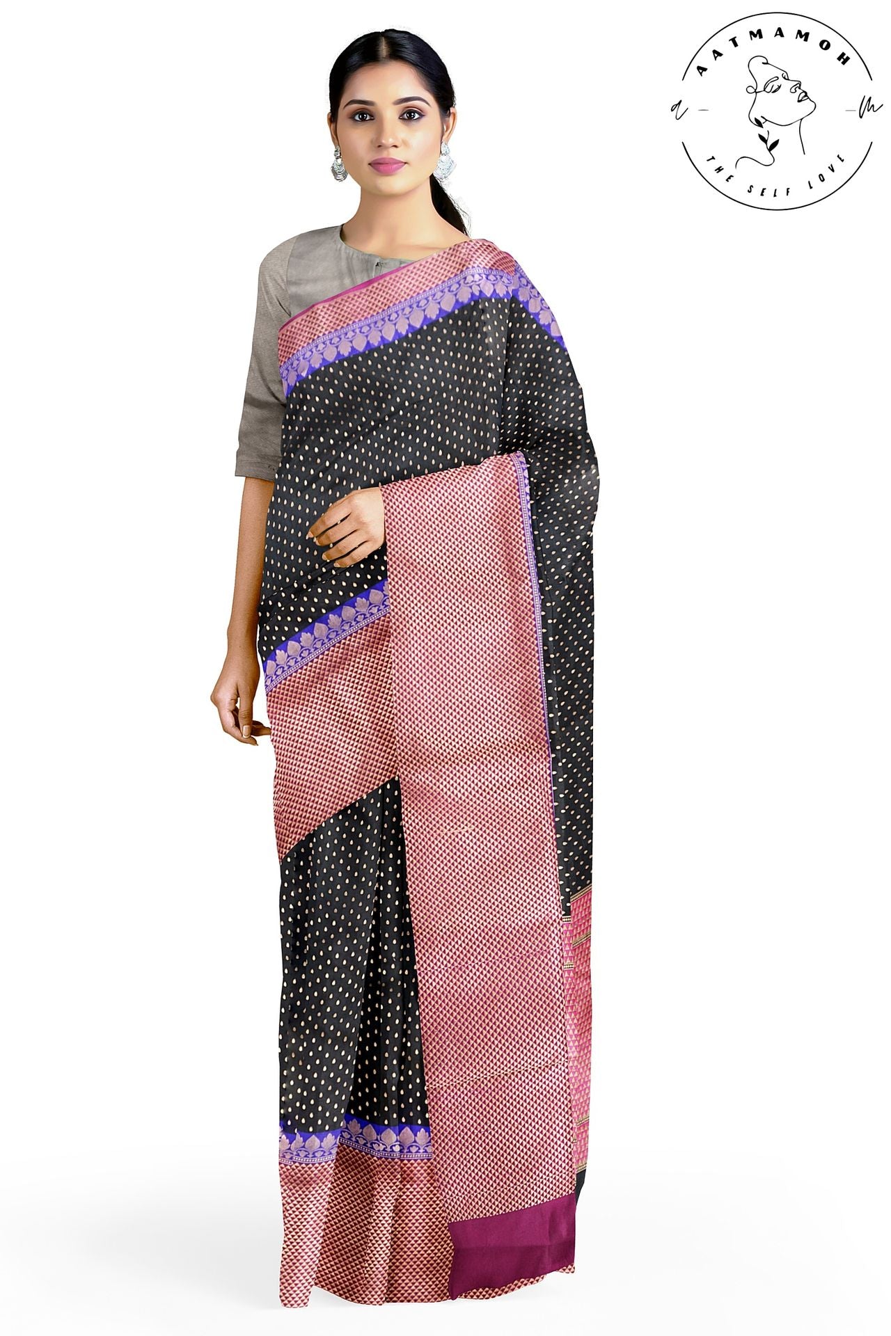 Black Banarasi brocade silk saree - hfnl!fe