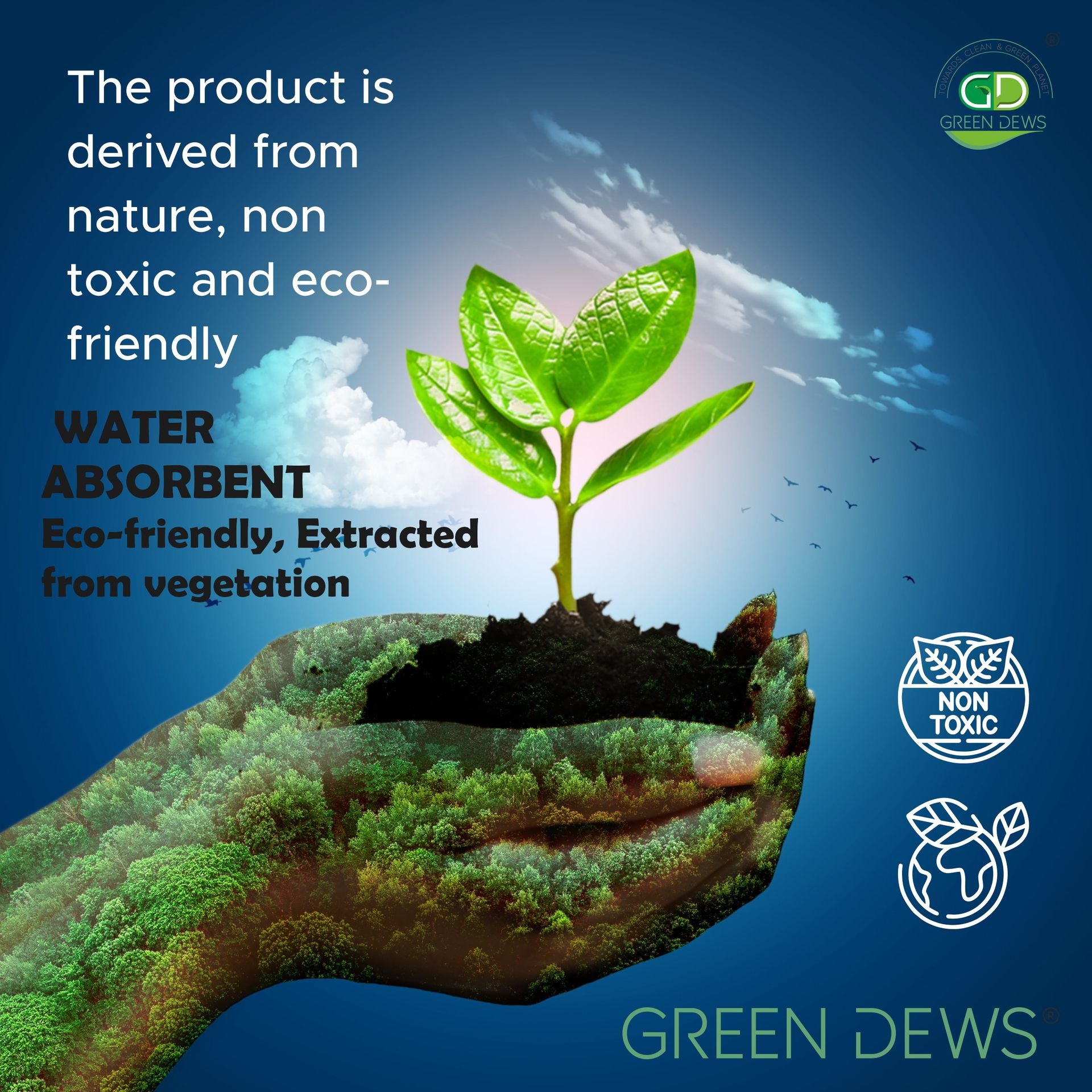 Green Dews Hydrogel Substitute 100% Natural Water Absorbent extracted from vegetation for home garden and plants - hfnl!fe