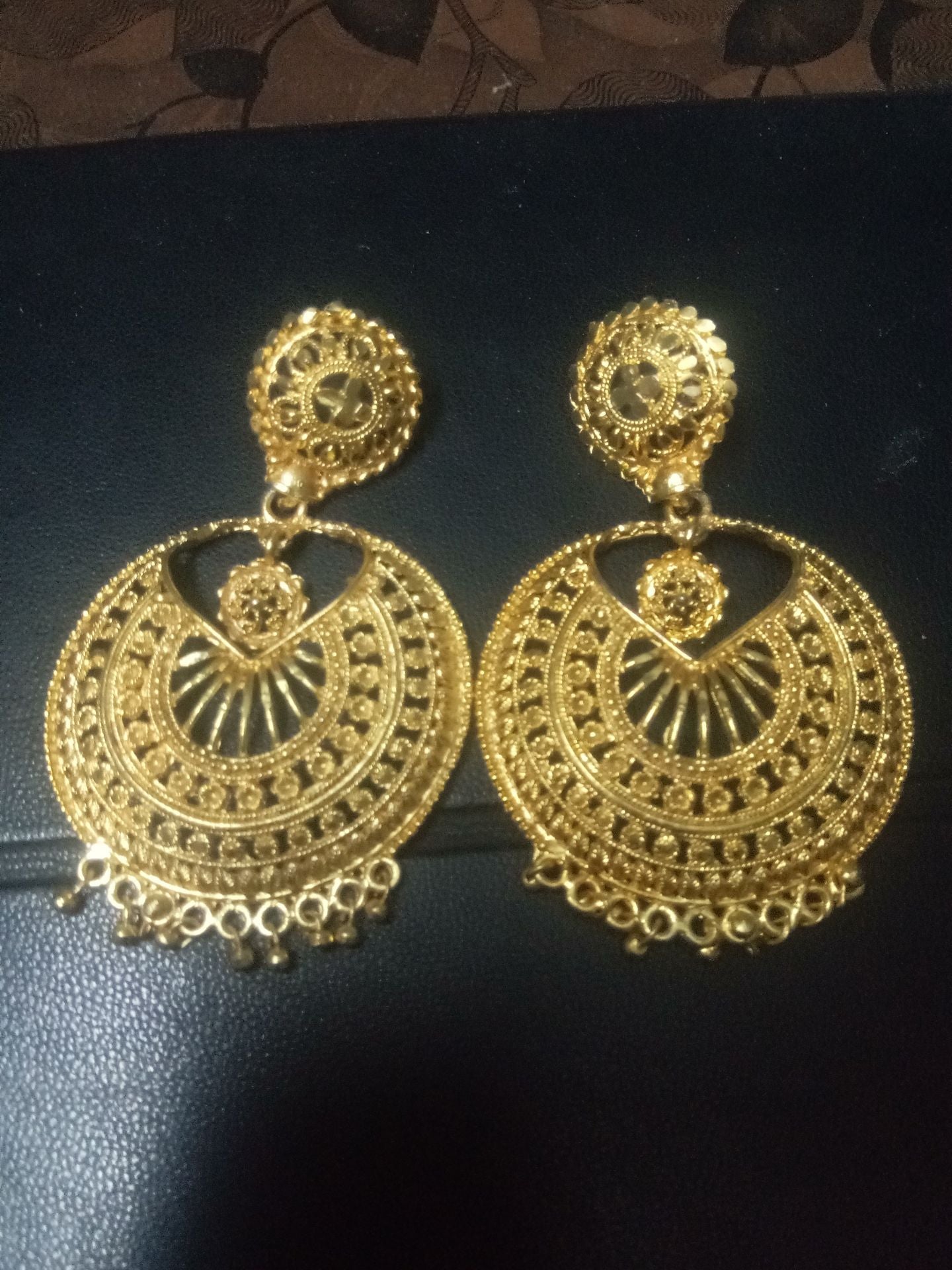 Chandbali Gold Plated Ear Hangings