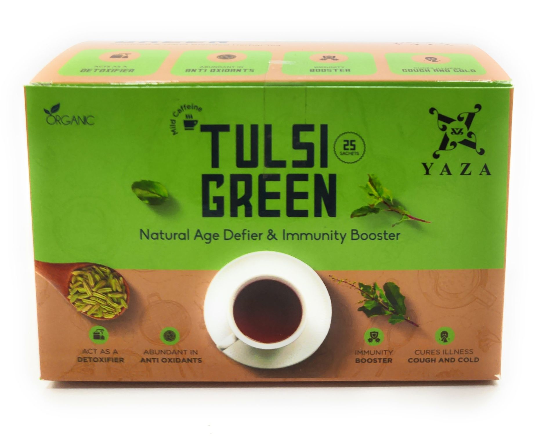 Yaza Tulsi Green Tea - Natural Age Defier & Immunity Booster - loose tea sachets (100grams) - hfnl!fe