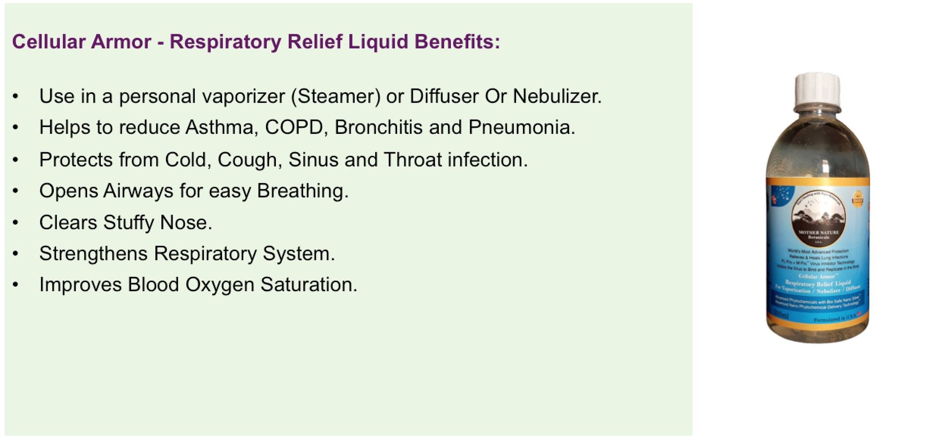 Mother Nature Botanical's Respiratory Relief Liquid - hfnl!fe