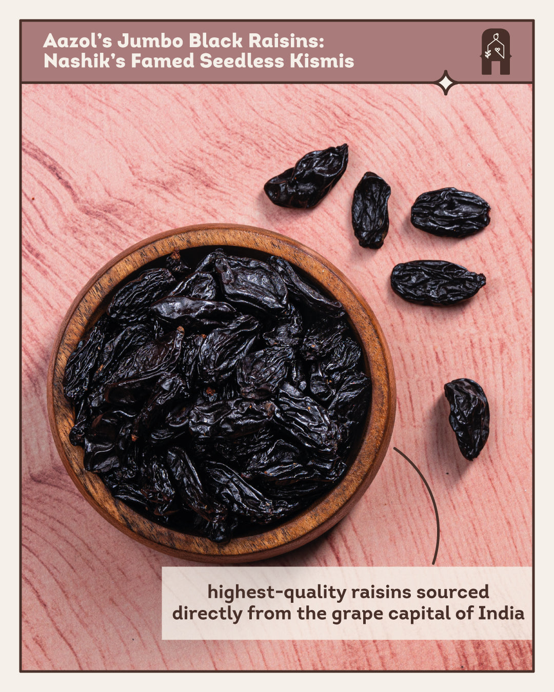 Aazol Jumbo Black Raisins: Nashik's Famed Seedless Kismis - 250gms (Pack of 4) - hfnl!fe