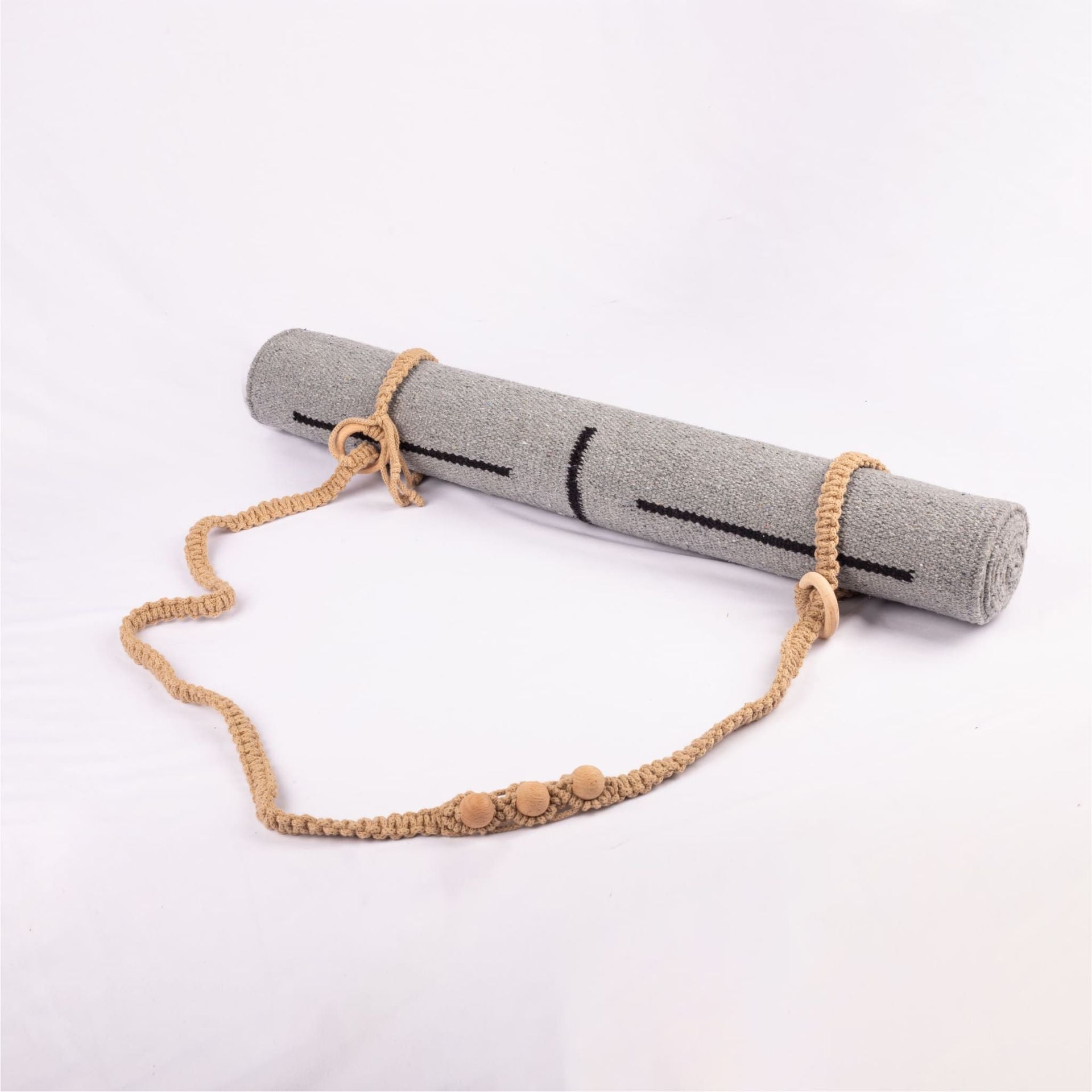 COTTON YOGA MAT - GEMSTONE SERIES 100%COTTON WASHABLE RUBBER BACKING MADE IN INDIA 4 MM WITH CARRYING STRAP AND BAG COLOUR PEARL GREY - hfnl!fe
