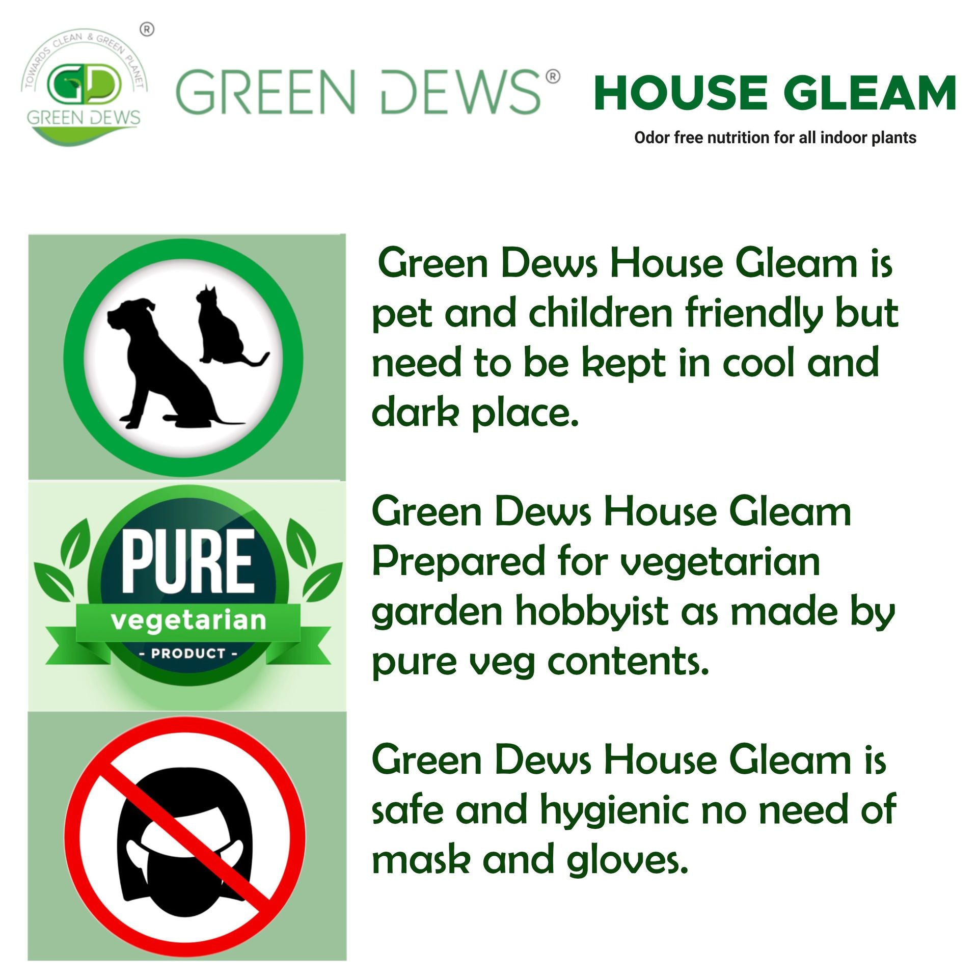 Green Dews Fertilizer for Indoor Plants House Gleam Natural Odor Free Organic Fertilizers for Home Gardening - hfnl!fe