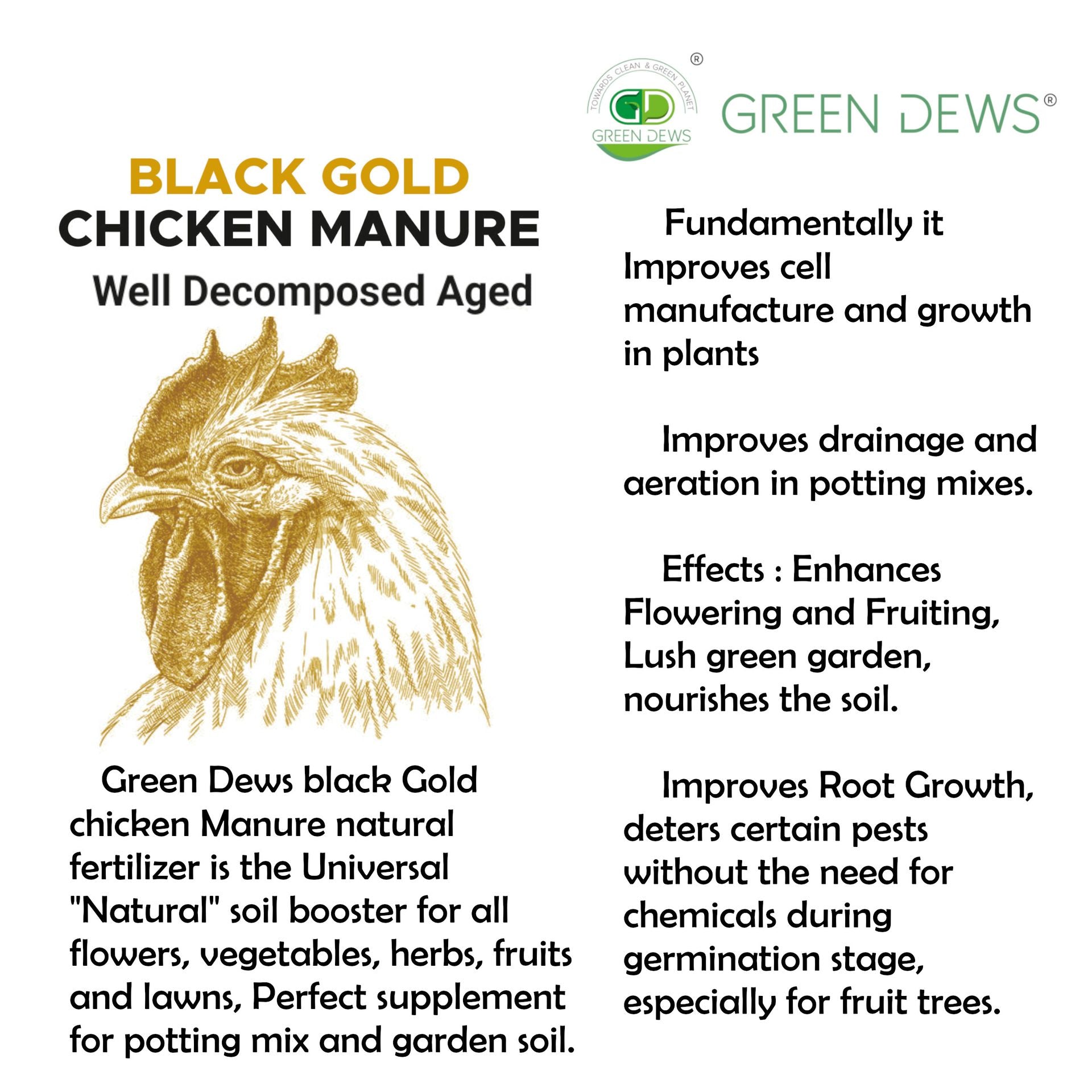 Green Dews Poultry Manure Chicken Manure Compost Fertilizer For Plants home garden - hfnl!fe