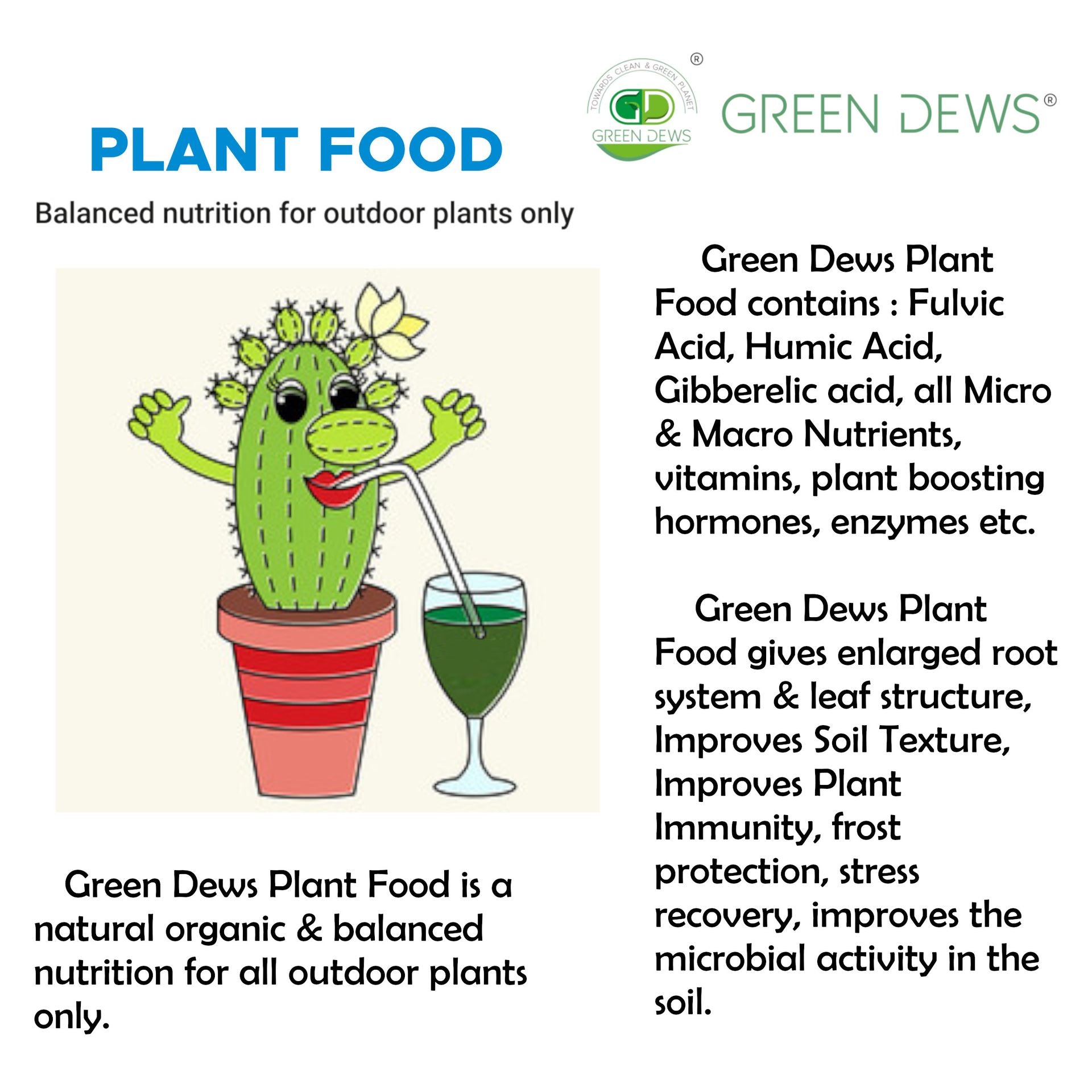 Green Dews Plant Food Plant feed Fertilizer Organic Liquid Balanced for Outdoor Gardening Plant Growth Booster - hfnl!fe