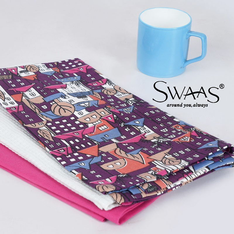 Swaas 100% Cotton Building Blocks Printed Kitchen Towel - 3 Pcs Set - hfnl!fe
