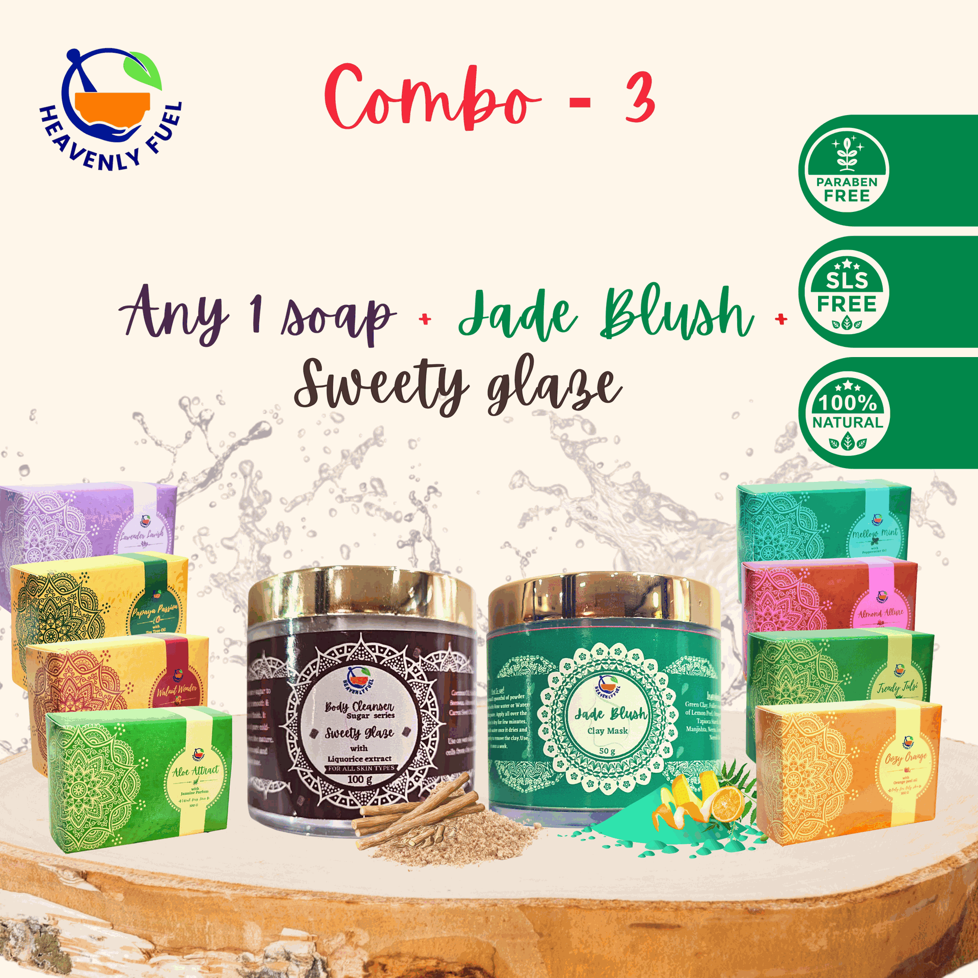 Jade blush 50g |Any1 Handmade Butter soap 100g|Sweety Glaze 100g|Combo - 3 - hfnl!fe