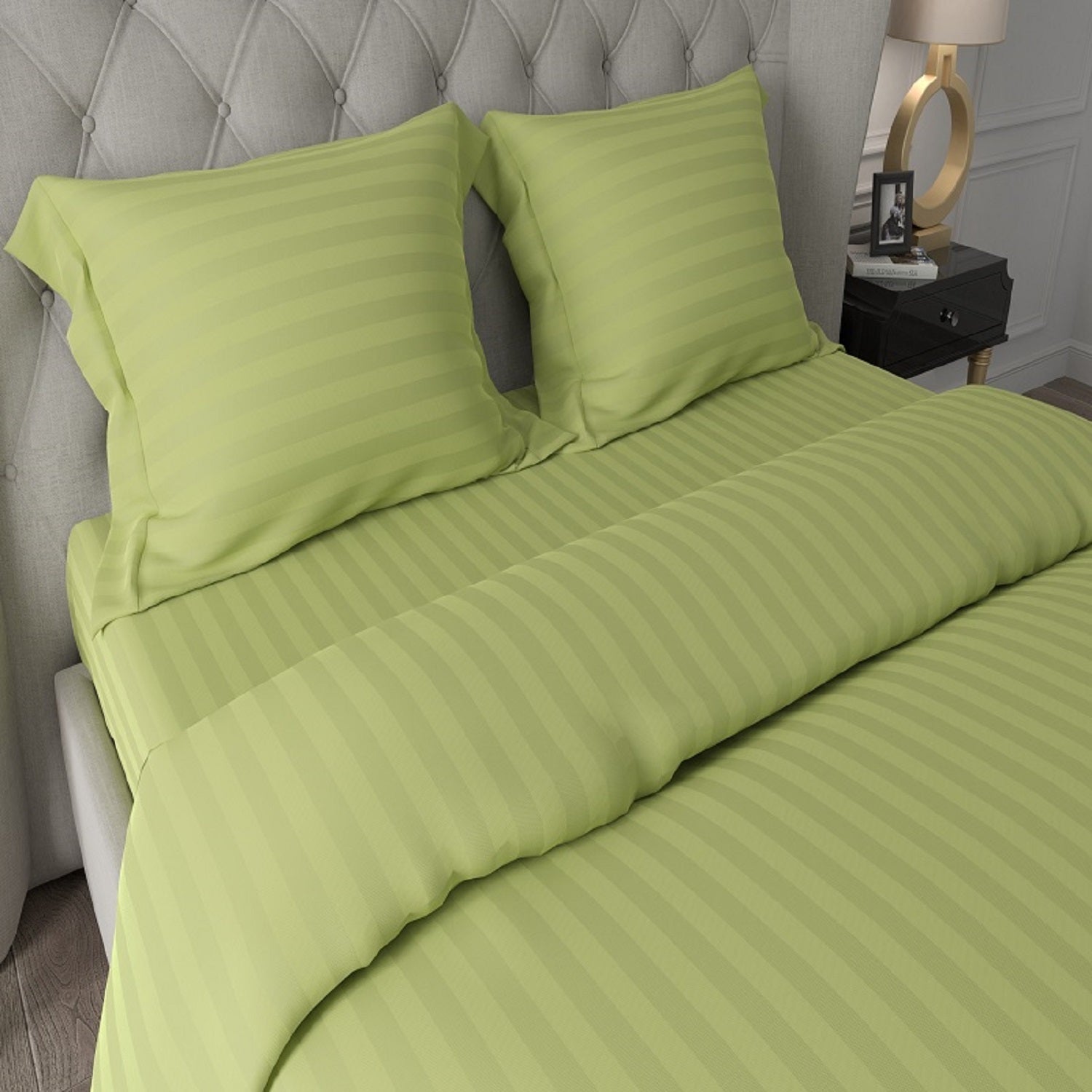 Swaas Antimicrobial 300TC Sateen Striped Pillow Covers - hfnl!fe