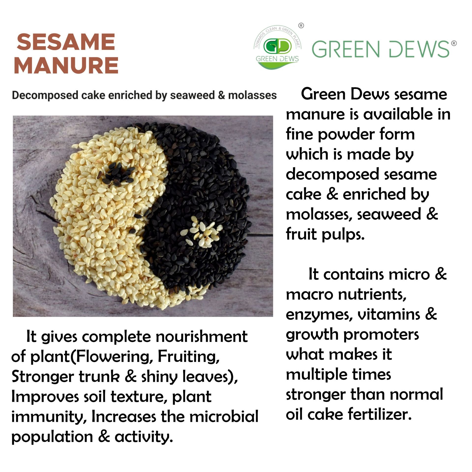 Green Dews Sesame Oil Cake Powder Fertilizer For Plants Decomposed Enriched By Molasses Seaweed - hfnl!fe