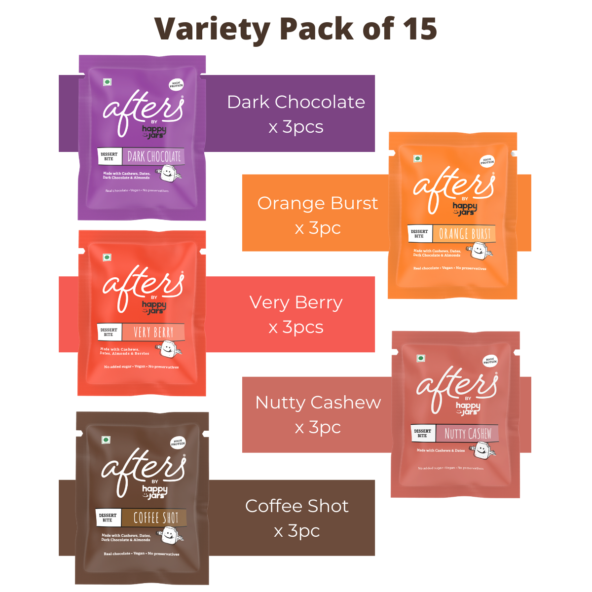 Happy Jars Afters - Variety Pack of Healthy Dessert Bites (Assorted Pack of 7) - hfnl!fe