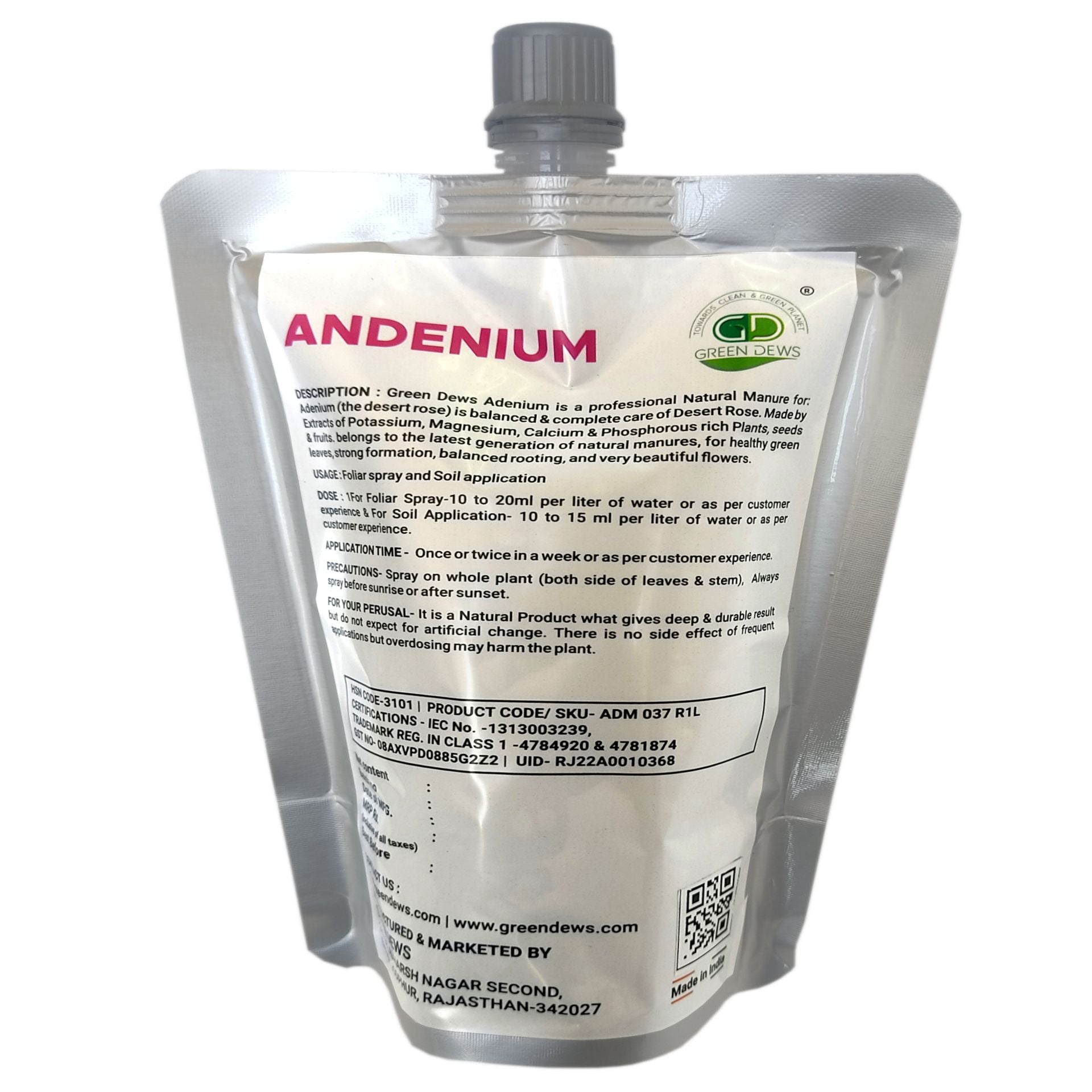 Green Dews Adenium Fertilizer Adenium Food Organic Liquid Balanced for Big & Shiny Flowering Multi Micronutrients FertilizerS - hfnl!fe