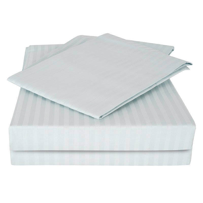 Swaas 100% Pure Cotton 6MM Stripes Blue Mist Bedsheet Set - hfnl!fe