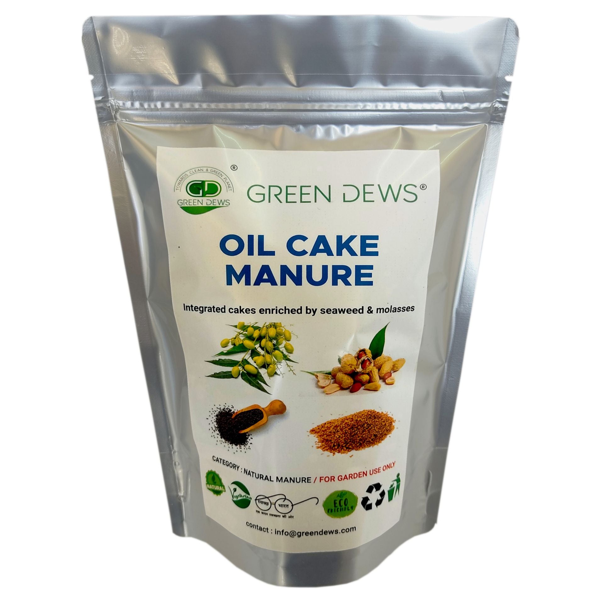Green Dews Oil Cake Powder Fertilizer For Plants Integrated Neem Mustard Castor Sesame Karanj Groundnut/Peanut Enriched By Seaweed Molasses - hfnl!fe