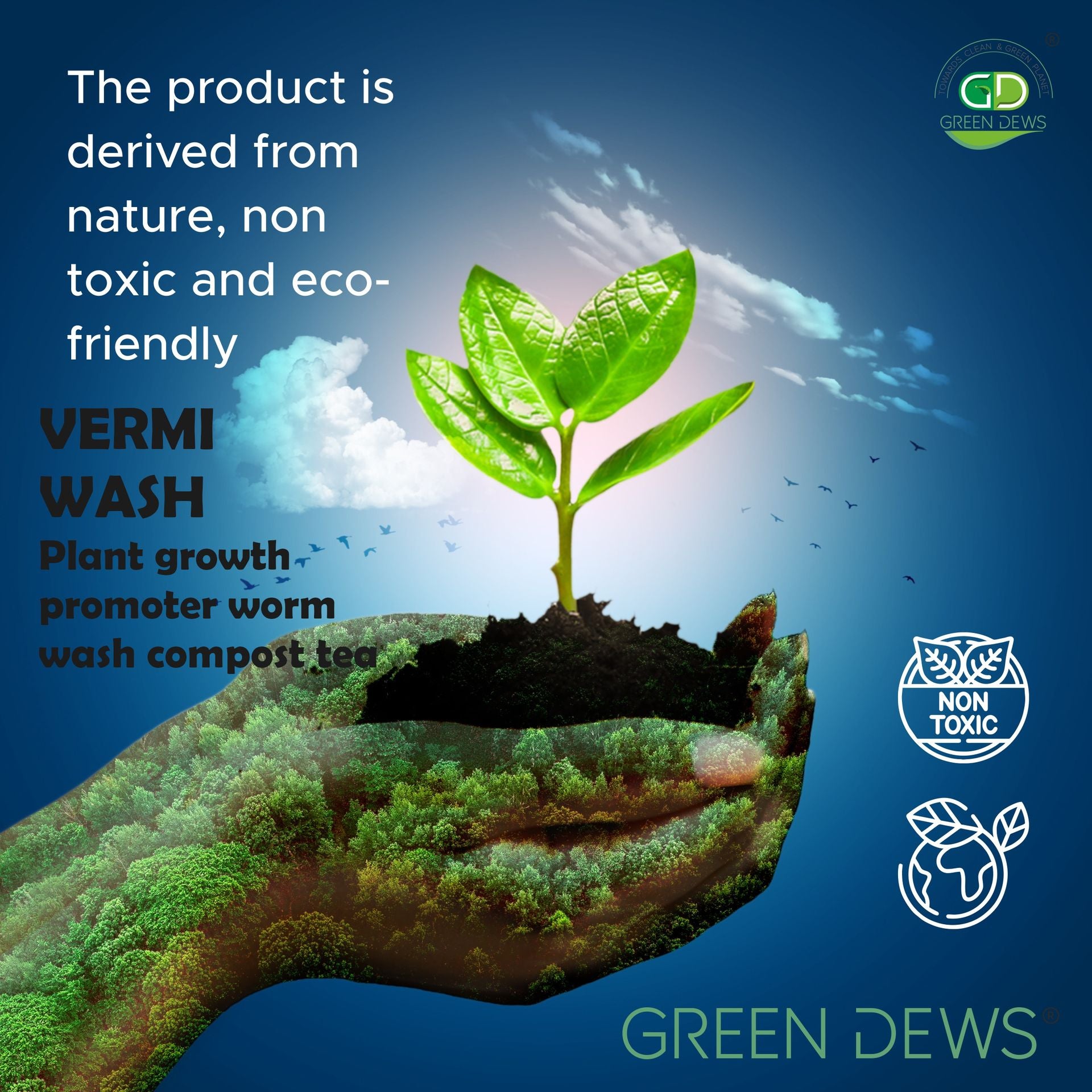 Green Dews Vermi Wash Worm Wash Vermi Water Compost Tea Liquid Plant Growth Promoter Liquid Manure for Plants Growth Booster - hfnl!fe