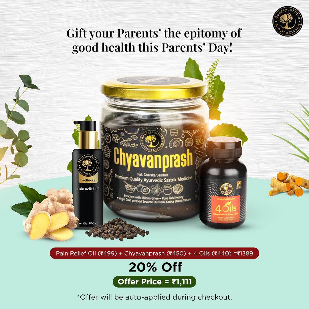 Heartyculture Parents Day Combo(Chywanprash, 4 oils Capsule & Pain Relief Oil - hfnl!fe