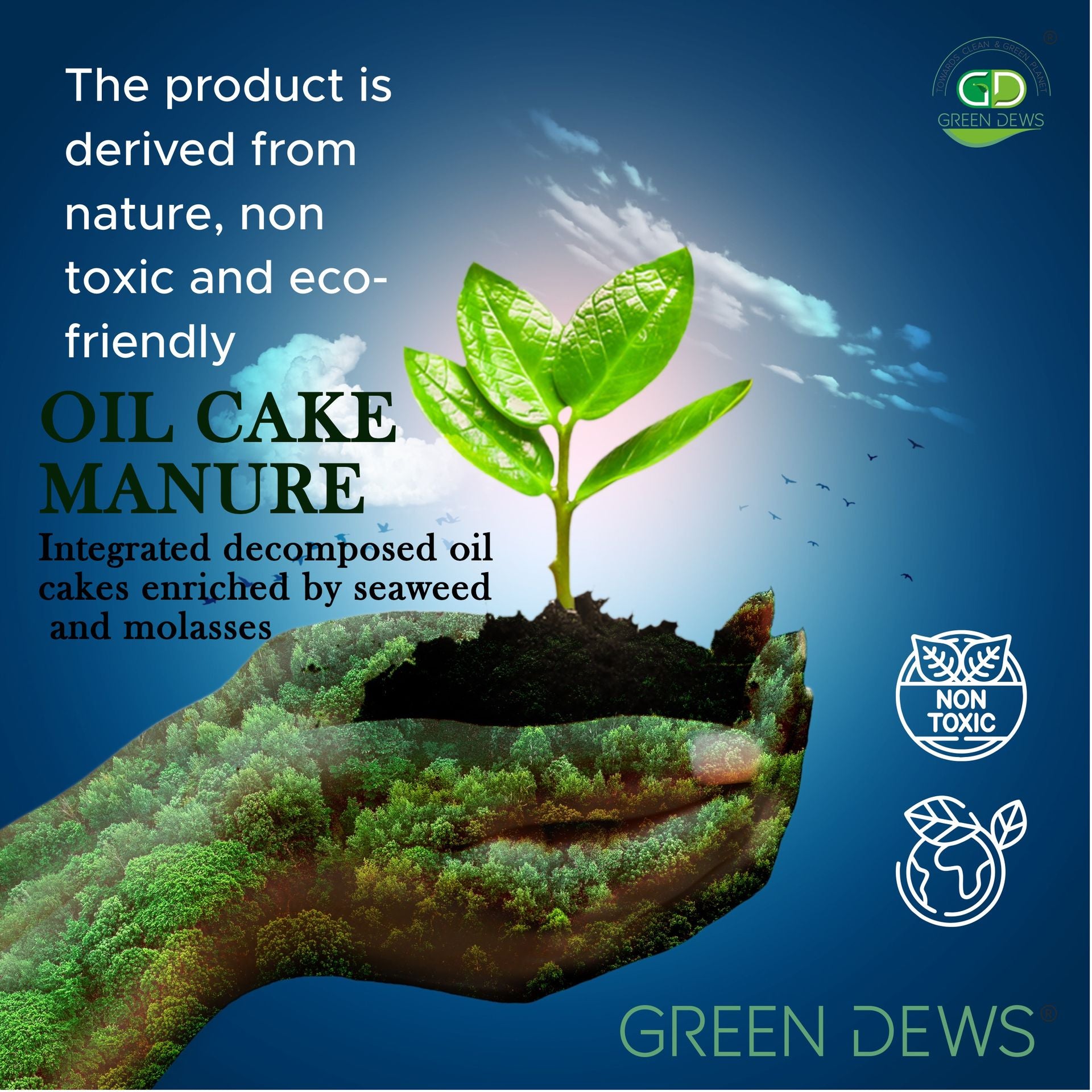 Green Dews Oil Cake Powder Fertilizer For Plants Integrated Neem Mustard Castor Sesame Karanj Groundnut/Peanut Enriched By Seaweed Molasses - hfnl!fe