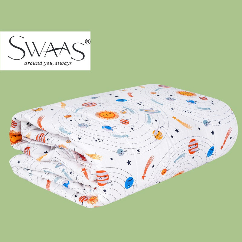 Swaas Space Galaxy 100% Cotton Antimicrobial Kids Reversible Quilt - hfnl!fe