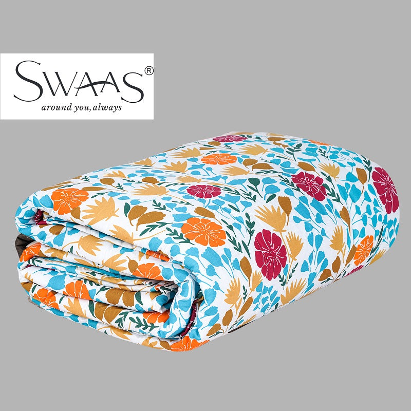 Swaas 100% Pure Cotton Fresh Blossoms Reversible Quilt - hfnl!fe