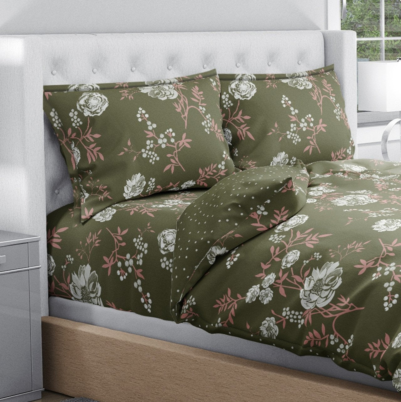 Swaas Antimicrobial 100% Cotton Dusty Floral Bedsheet Set - hfnl!fe