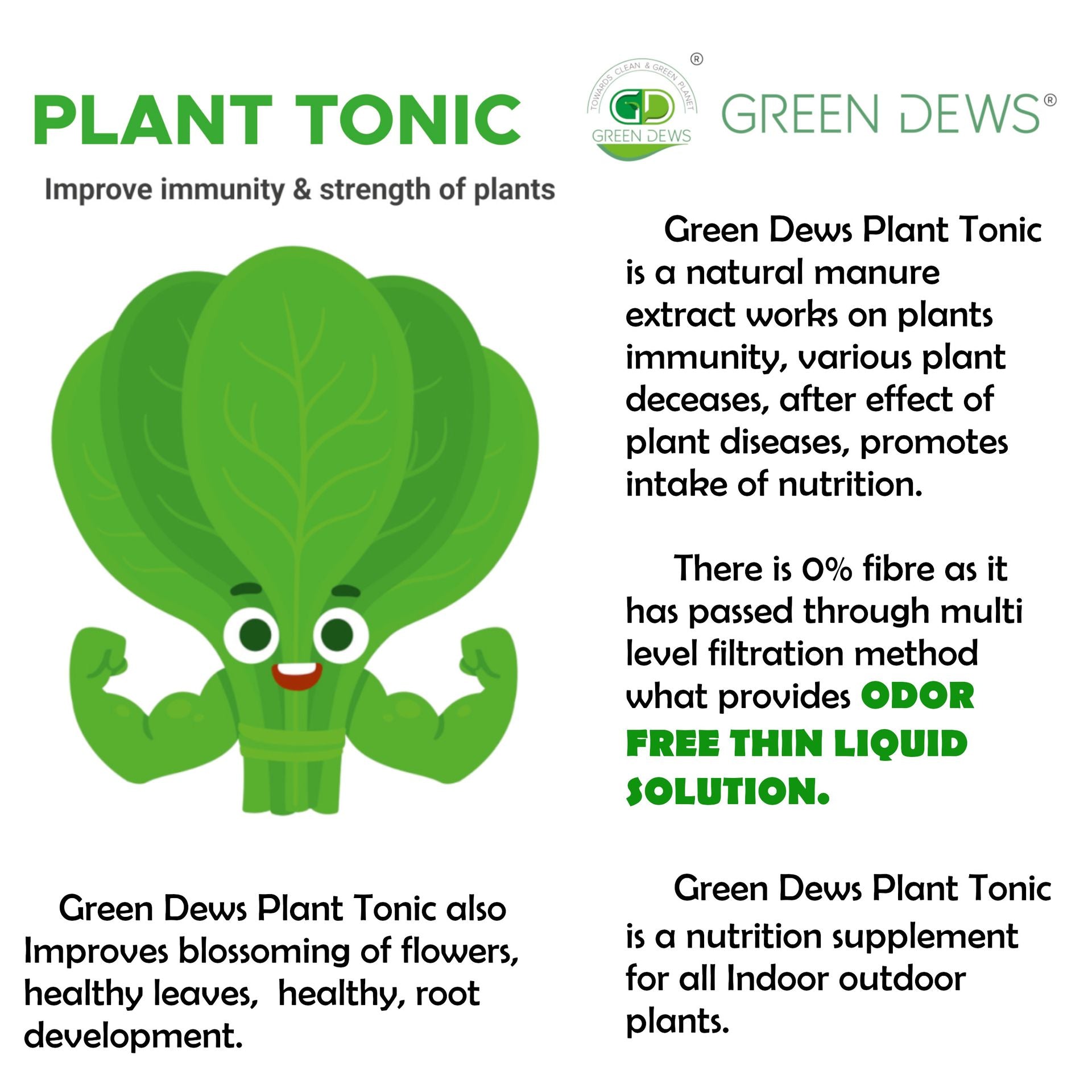 Green Dews Plant Tonic All Purpose Plant Food Fertilizer Liquid Organic Controls Plant Diseases - hfnl!fe