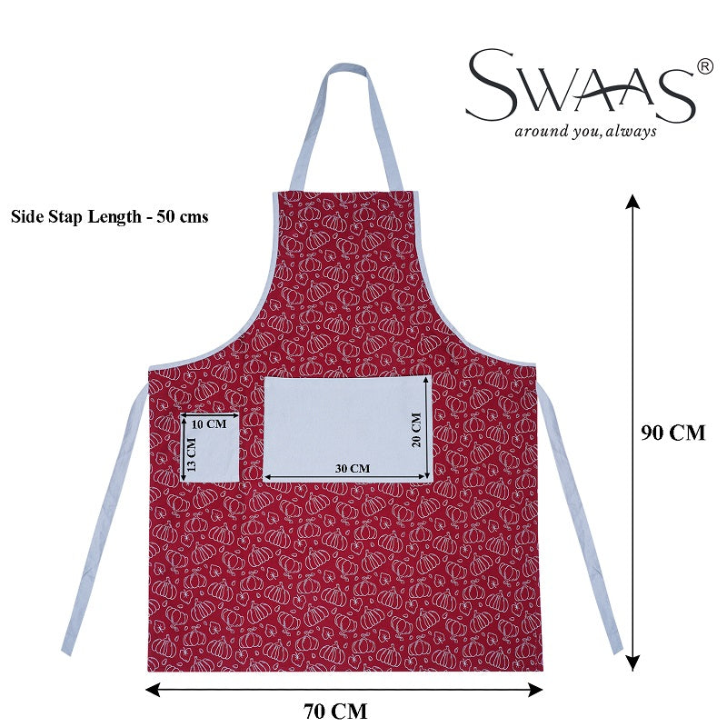 Swaas 100% Cotton Pumpkin Printed Apron, Oven Mitt and Pot Holder - 3 Pcs Set - hfnl!fe