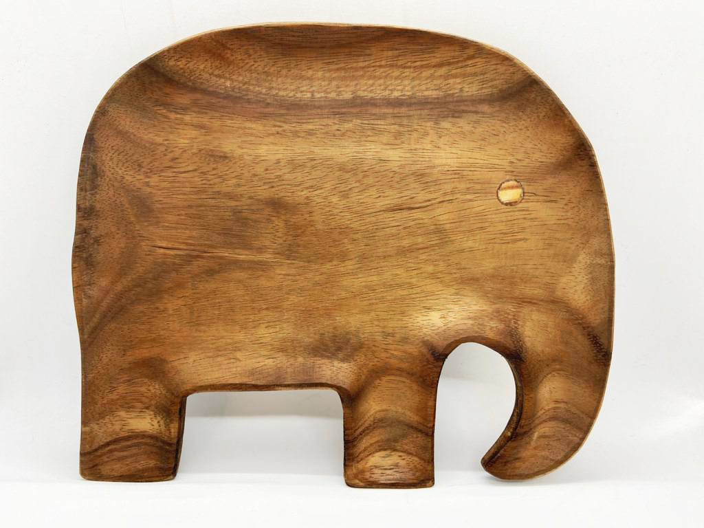Kindora Handmade Natural Elephant Platter with Spoon cum Fork