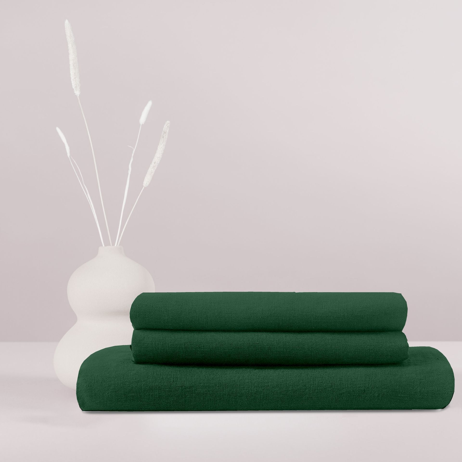 Swaas 100% Pure Linen Jo Green Luxury Bedsheet Set - hfnl!fe