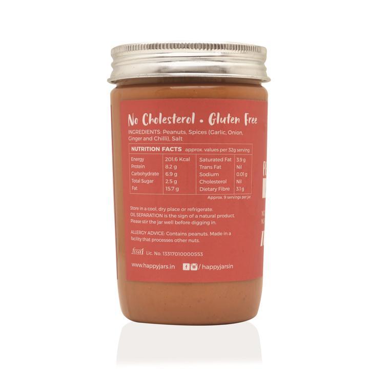 Happy Jars Chilli Chutney Peanut Butter (290g), 8g protein - hfnl!fe