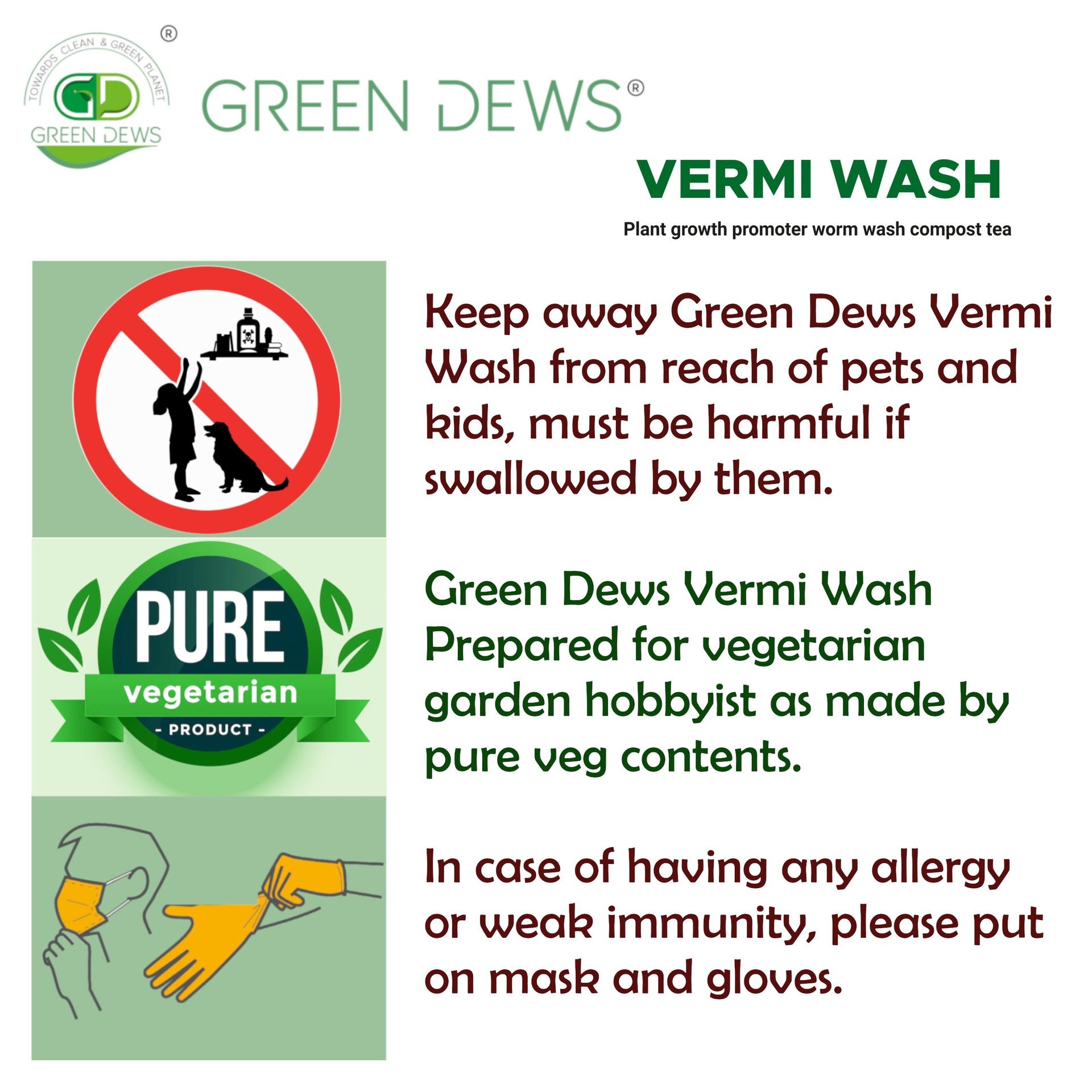 Green Dews Vermi Wash Worm Wash Vermi Water Compost Tea Liquid Plant Growth Promoter Liquid Manure for Plants Growth Booster - hfnl!fe