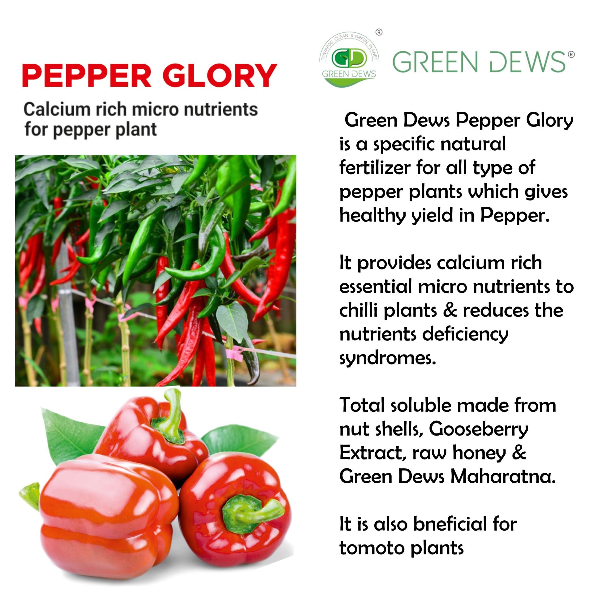 Green Dews Pepper Glory Fertilizers for Pepper capsicum Chilli Plants Organic Plant Fertilizer for home plants garden - hfnl!fe