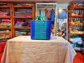 Cottage Wellness Wire Knitted Plastic Shopping Basket Blue Large