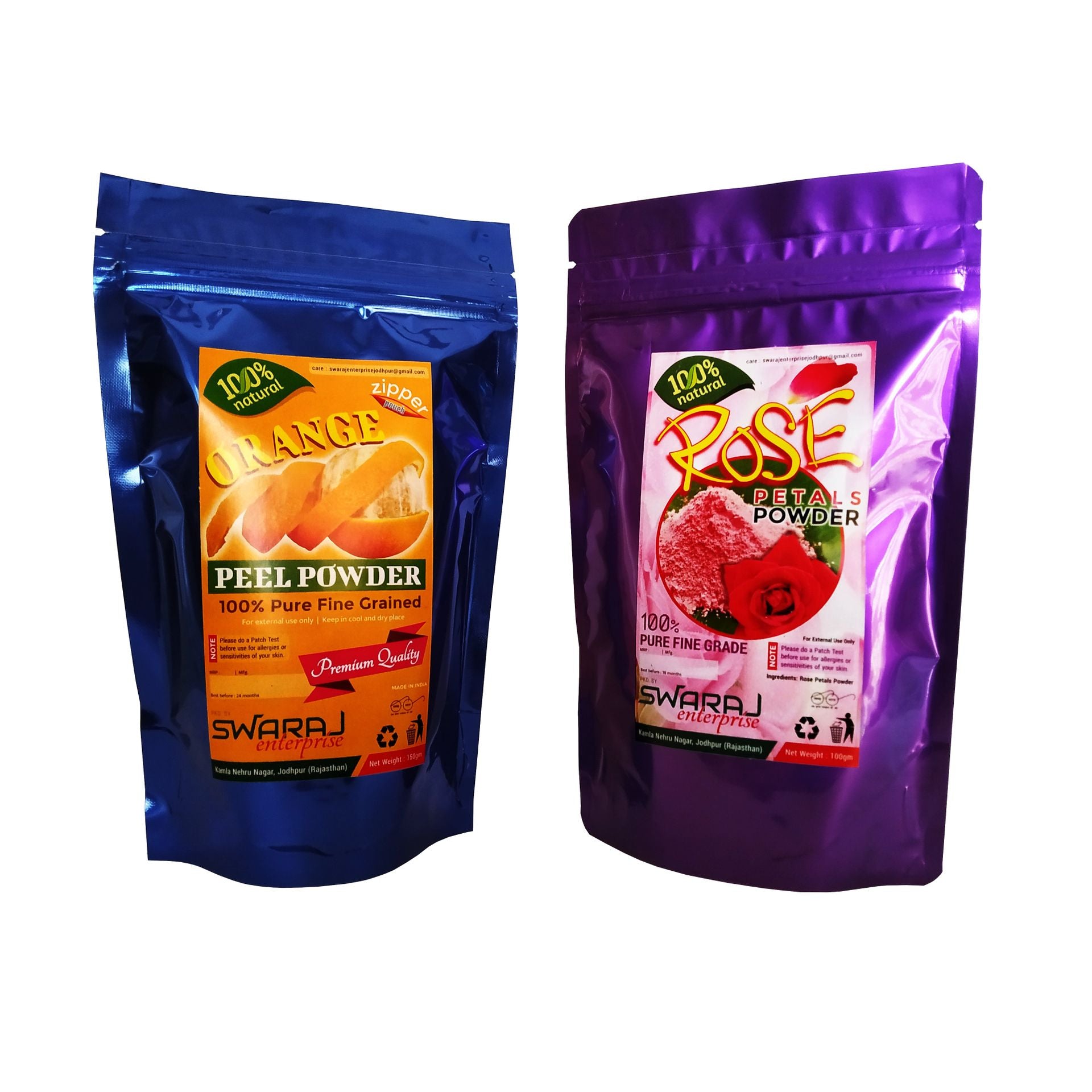 Orange Peel Powder (150gm) And Rose Petal Powder (100gm) - Combo Pack - hfnl!fe