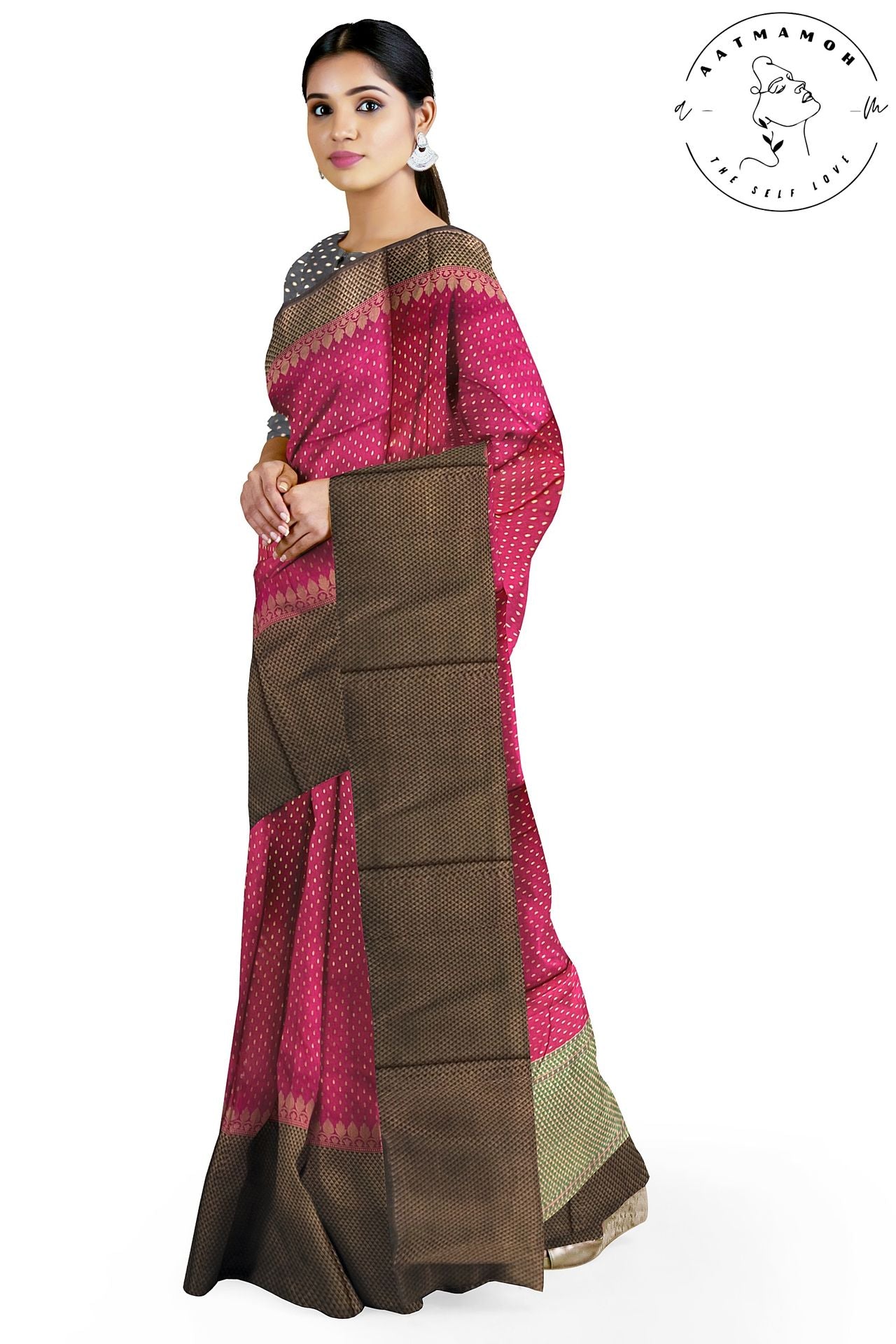 Hot Pink Banarasi brocade silk saree - hfnl!fe