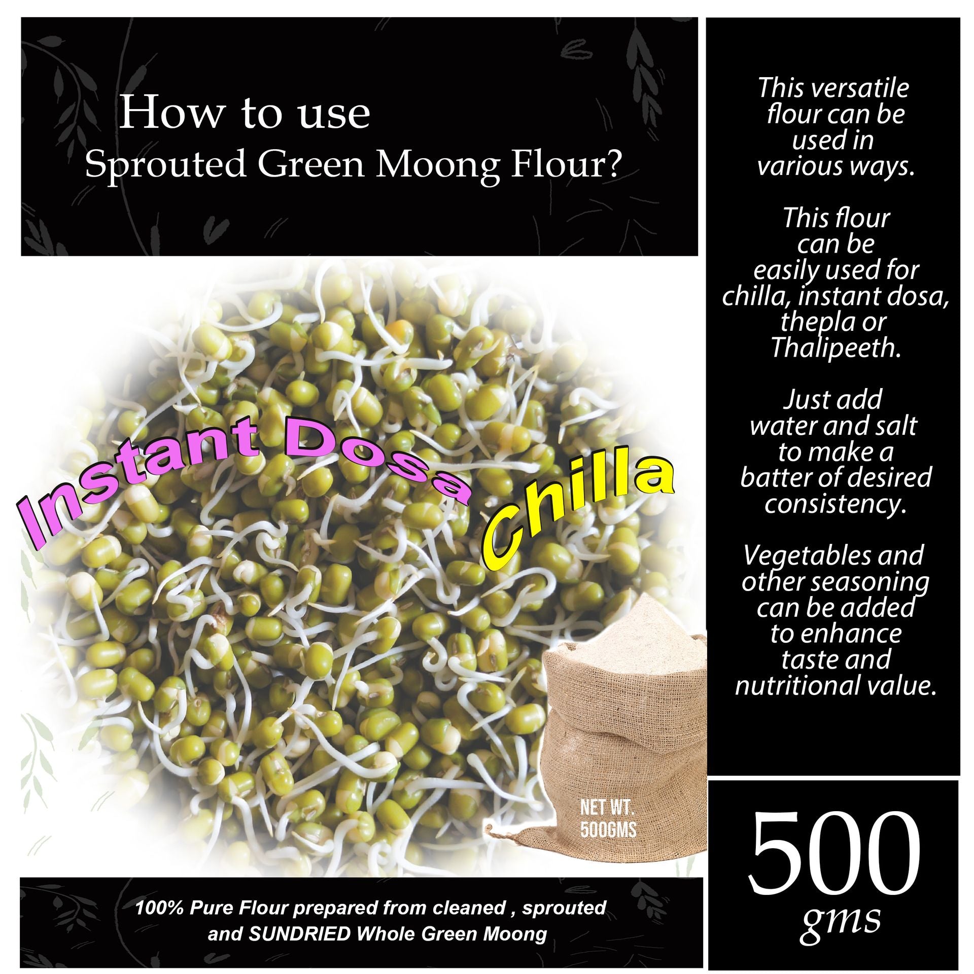 CURRYFEAST Sprouted Green Moong Flour - hfnl!fe