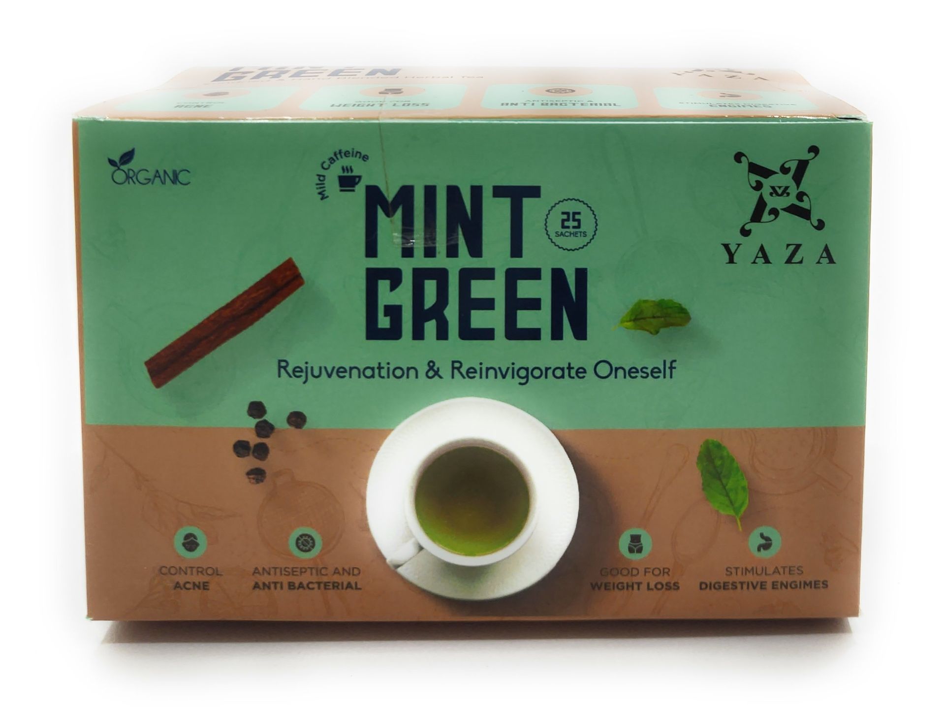 Yaza Mint Green Tea - Rejuvenate & Reinvigorate Oneself - loose tea sachets (100grams) - hfnl!fe