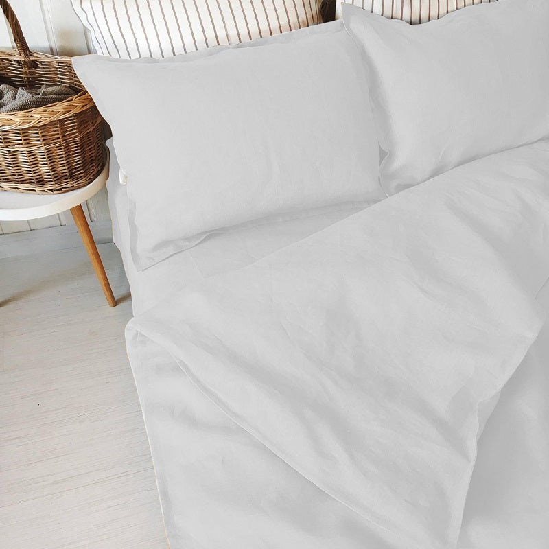 Swaas 100% Pure Linen Lily White Luxury Bedsheet Set - hfnl!fe