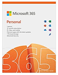 Microsoft 365 Personal (for Windows/Mac/iOS/Android) | 12-Month Subscription, for 1 person (Activation Key Card)