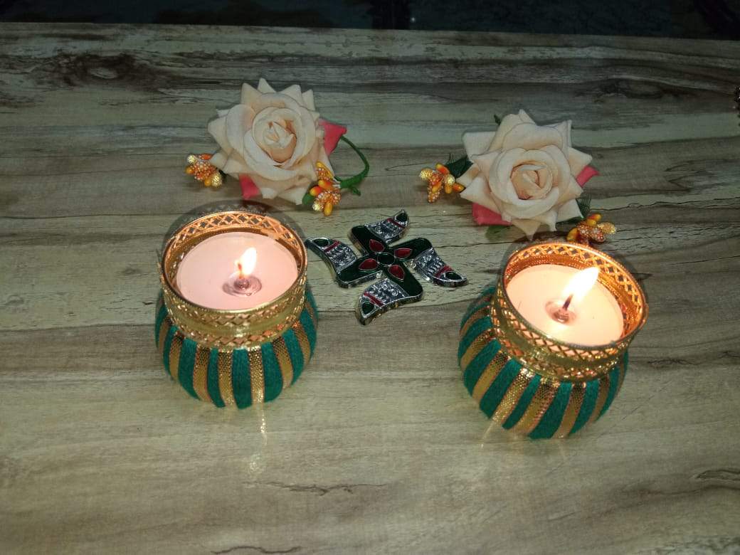 Shivi Arts Home Decorative Handmade Diwali Diya - Set of 2 - hfnl!fe