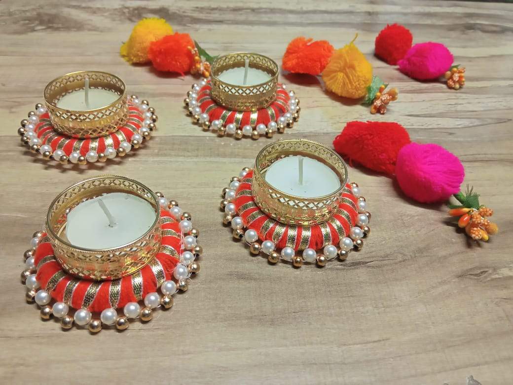 Shivi Arts Handmade Tealight Holder Diwali Diya - set of 4 - hfnl!fe