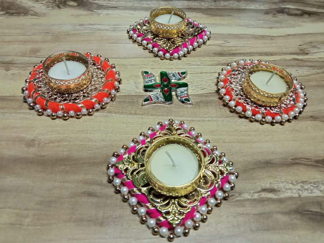Shivi Arts Handmade Tealight Holder Combo Pack Diwali Diya - set of 4 - hfnl!fe
