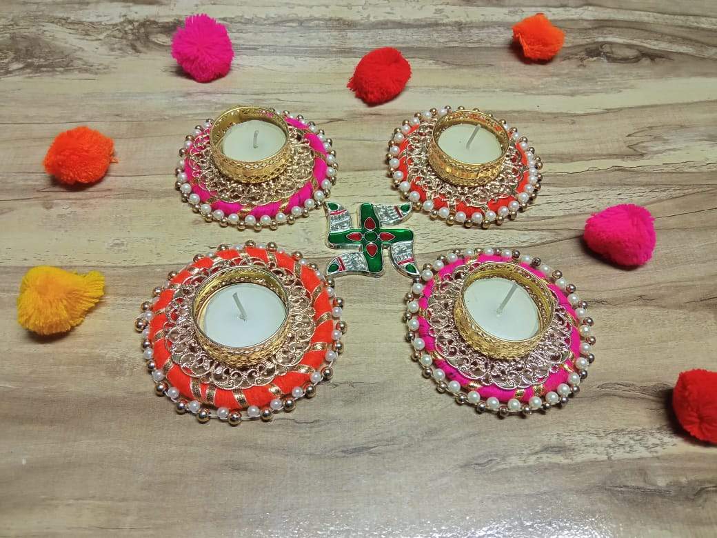 Shivi Arts Accessher Diwali Diya Tealight Candle Holder/Diwali Home Decoration - Set of 4 - hfnl!fe